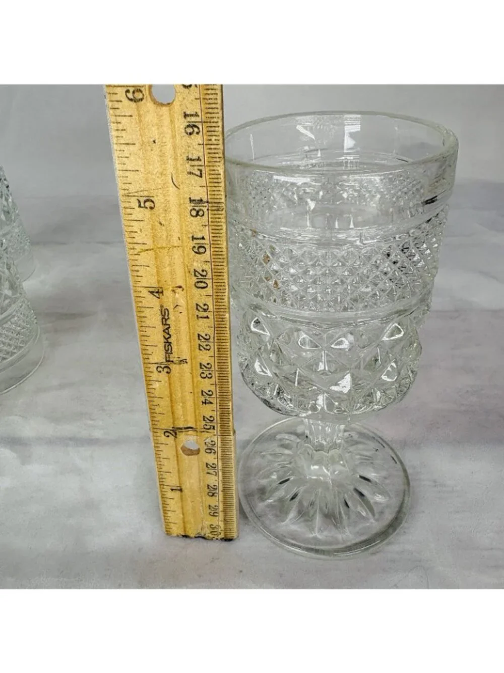 Anchor Hocking WEXFORD Clear Criss-Cross Design Claret Wine 6oz Glasses Set of 5
